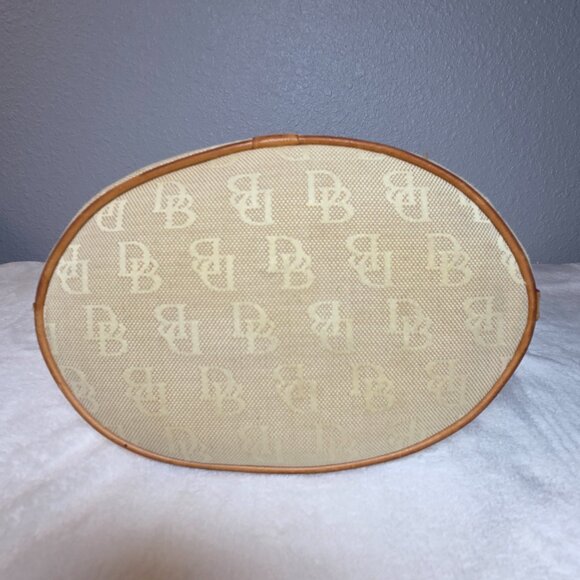 Vintage Dooney & Bourke Monogram Canvas Bucket Bag w/ Leather Trim - Picture 4 of 12